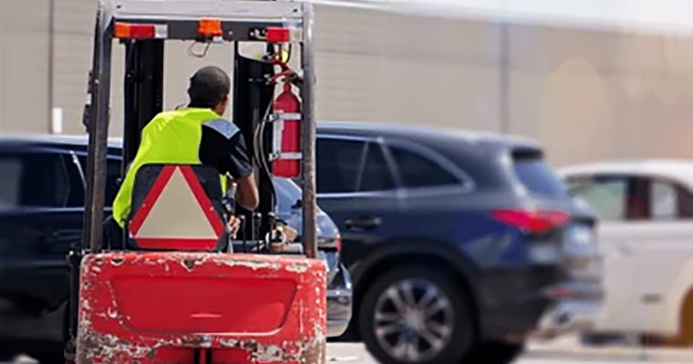 forklift on a public road